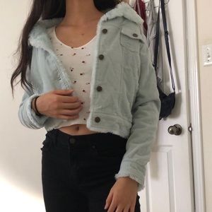 Fur Jean Jacket Light Blue